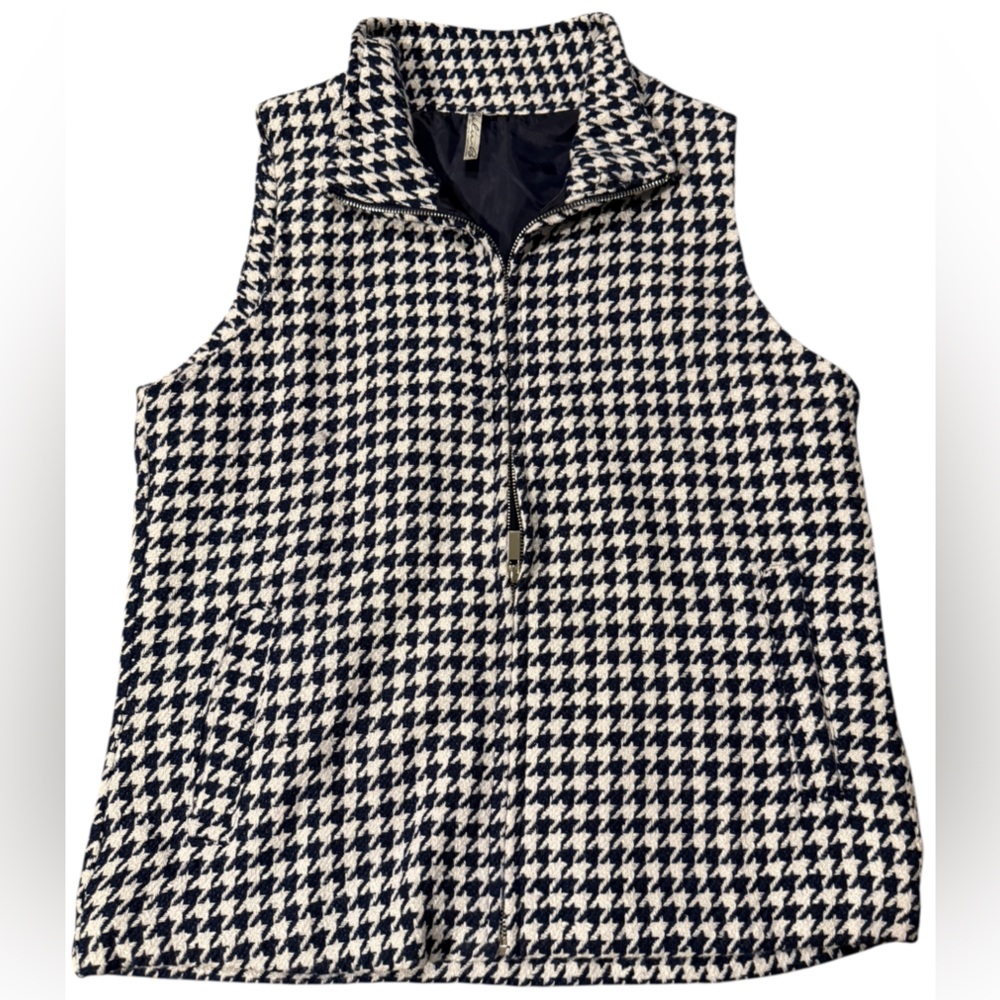 Lulu-B Navy Blue and White Houndstooth Vest Size Small
